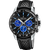 Festina Chronographen-Uhr mit schwarzem Lederarmband, schwarzem Zifferblatt und drei Hilfsziffern