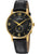 Festina Herrenarmbanduhr: schwarzes Zifferblatt, goldfarbene Lünette, schwarzes Lederband