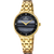 Festina Damenuhr mit goldfarbenem Metallarmband, schwarzem Zifferblatt und silbernen Indexen