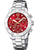Damenuhr Festina mit rotem Chronograph-Zifferblatt, Edelstahlband und Mineralglas