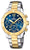 Festina Damenuhr mit blauem Zifferblatt, zweifarbigem Edelstahlband und Chronograph
