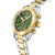 Montre bicolore pour femme avec cadran vert et bracelet à maillons en acier inoxydable