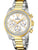 Festina Damenuhr mit Chronograph, silber-goldener Metallarmband, weißem Zifferblatt und Strass-Lünette