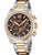 Festina Damenuhr, bicolor Edelstahl, braunes Zifferblatt mit Chronograph und Ziersteinen