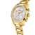 Montre pour femme avec bracelet en acier inoxydable doré, cadran en nacre et lunette scintillante