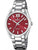 Festina Boyfriend Damenuhr mit rotem Zifferblatt, Edelstahlband und Quartzwerk