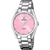 Damenuhr von Festina mit silbernem Metallarmband, rosafarbenem Zifferblatt und römischen Ziffern