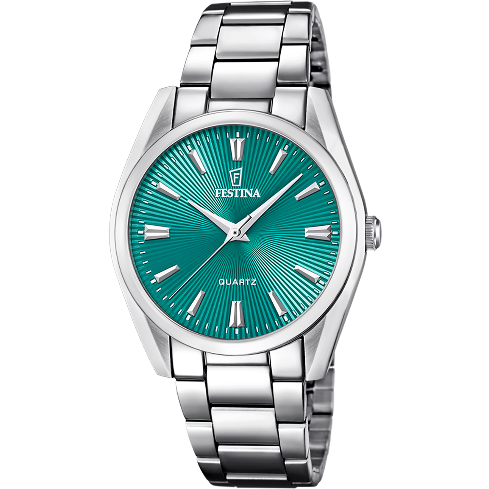 Festina Boyfriend Damenarmbanduhr mit grünem Zifferblatt und Edelstahlarmband, Quarz