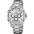Festina Herrenuhr mit silbernem Edelstahlarmband, weißem Zifferblatt und roten Akzenten.