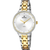 Festina Damenuhr mit silbernem und goldfarbenem Edelstahlband, weißem Zifferblatt, Quarz.