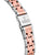 Damenuhr Seitenansicht mit Metallarmband in Silber/Roségold und Schließe