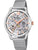Festina Damenarmbanduhr mit silbernem Meshband, rundem Skelettzifferblatt und orangefarbenen Indexen