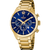 Festina Chronograph-Herrenuhr: blaues Zifferblatt, goldenes Metallarmband