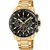 Chronographe Festina pour homme avec cadran noir, tachymètre, bracelet en acier inoxydable doré