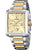 Zweifarbige Herren-Chronographenuhr mit silbernem Gehäuse, goldenen Akzenten und gelbem Zifferblatt