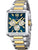 Herren-Chronograph mit blauem Zifferblatt, goldenen Akzenten und Edelstahlarmband