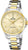Montre pour femme bicolore avec cadran crème, index dorés et bracelet en acier
