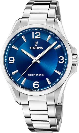 Montre Festina pour femme avec cadran bleu et bracelet en métal argenté