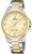 Montre bicolore pour homme avec cadran beige, affichage solaire et bracelet en métal bicolore