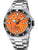 Herren-Taucheruhr mit orangefarbenem Zifferblatt, Edelstahllünette und Metallarmband