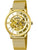 Goldfarbene Herrenuhr mit Mesh-Armband und Skelettzifferblatt, Automatikwerk