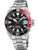 Herrenarmbanduhr Festina mit schwarzem Zifferblatt, roter Lünette und Metallband