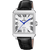Festina Herrenquarzuhr: eckiges silberfarbenes Gehäuse, weißes Zifferblatt, Lederarmband.