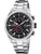 Herren-Chronographuhr mit Edelstahlband, schwarzem Zifferblatt und Tachymeter-Lünette