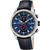 Festina Chronograph-Herrenuhr mit blauem Zifferblatt, Tachymeter-Lünette und schwarzem Lederband mit Naht
