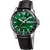 Festina Herrenarmbanduhr: grünes Quarz-Zifferblatt, Titangehäuse, schwarzes Lederband mit roten Nähten