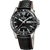Festina Herrenuhr: schwarzes Zifferblatt, Titangehäuse, perforiertes Armband mit roten Nähten.