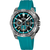 Herren-Chronograph-Armbanduhr mit schwarzem Zifferblatt und türkisfarbenem Silikonband