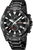 Montre chronographe pour homme avec cadran noir et bracelet en acier inoxydable noir