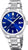 Montre pour homme avec cadran bleu, bracelet en acier inoxydable argenté et affichage de l'heure