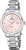 Montre pour femme avec bracelet en acier inoxydable, cadran rose, affichage rond de l'heure