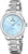Montre pour femme avec cadran bleu, bracelet en acier inoxydable, affichage rond et guichet date