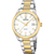 Festina Herrenuhr: weißes Zifferblatt, gold-silbernes Metallband, Datumsfenster, Quarz