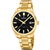 Herrenarmbanduhr Festina mit goldfarbenem Metallband und schwarzem Analogzifferblatt