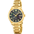 Festina Damenarmbanduhr mit goldfarbenem Metallband und schwarzem Zifferblatt, Quarz.