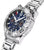 Bracelet de montre pour homme avec boîtier rond en acier inoxydable argenté et cadran bleu