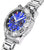 Montre de sport ronde pour homme avec cadran bleu, boîtier en acier inoxydable et chronographe