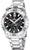 Montre chronographe pour homme avec bracelet en acier inoxydable argenté, cadran noir et accents rouges