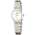 Damenarmbanduhr mit weißem Zifferblatt, Festina-Logo, Edelstahlband mit Gold-Gliedern