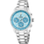 Festina Chronograph-Armbanduhr: azurblaues Zifferblatt, Edelstahlarmband