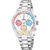 Festina Damenuhr Chronograph mit silbernem Edelstahlband und bunten Chrono-Subdials
