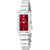 Festina Damenarmbanduhr mit rotem Rechteck-Zifferblatt und Edelstahlband, Mineralglas