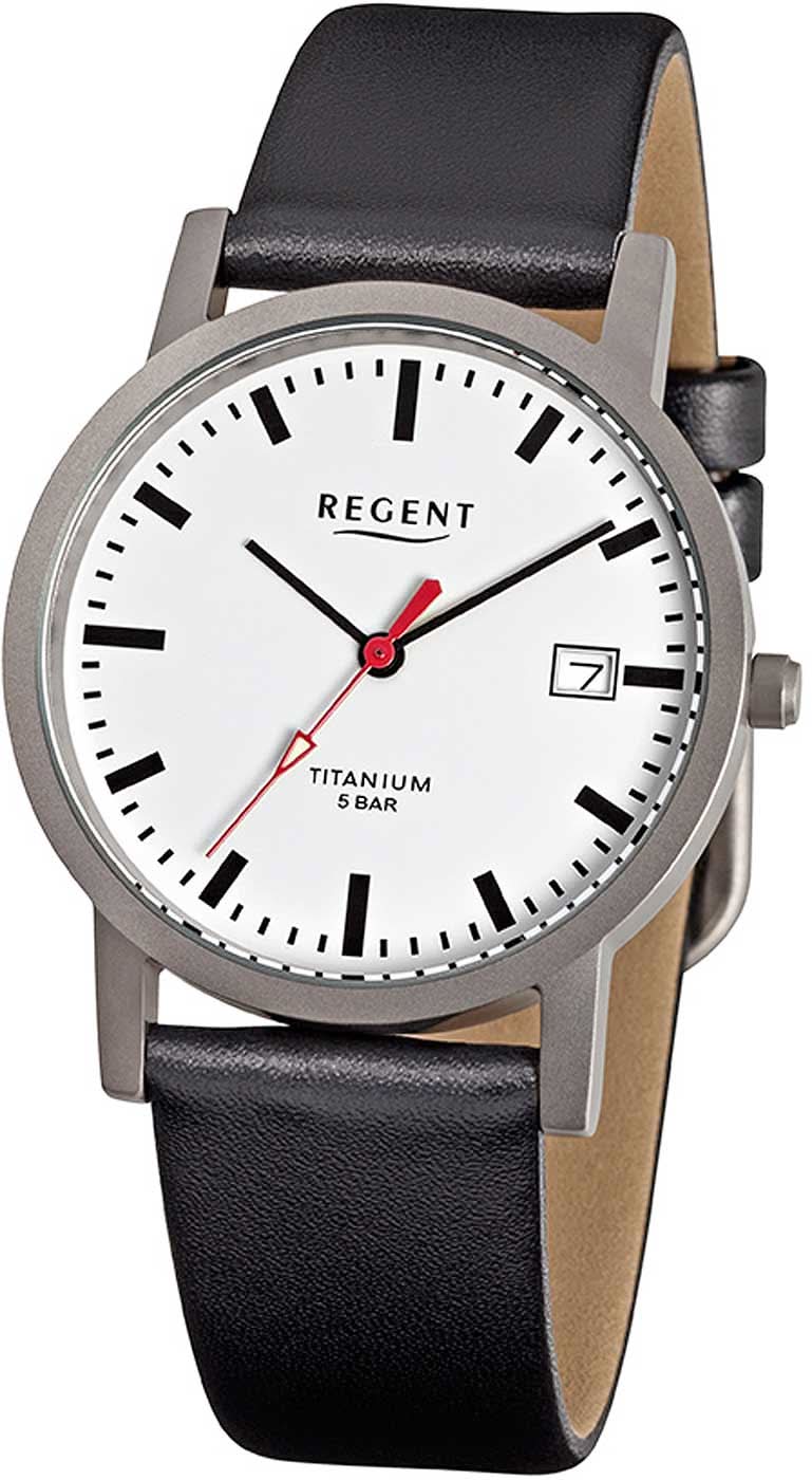 Montre pour femme avec boîtier rond en acier inoxydable argenté, cadran blanc, affichage de la date à 7 heures, bracelet en cuir noir