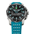 Montre hybride Festina en titane avec bracelet en silicone bleu, cadran noir et boutons latéraux