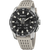 Montre connectée homme : cadran noir, boîtier argenté, bracelet en silicone gris