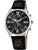 Chronograph-Uhr Herren mit schwarzem Zifferblatt und schwarzem Lederarmband